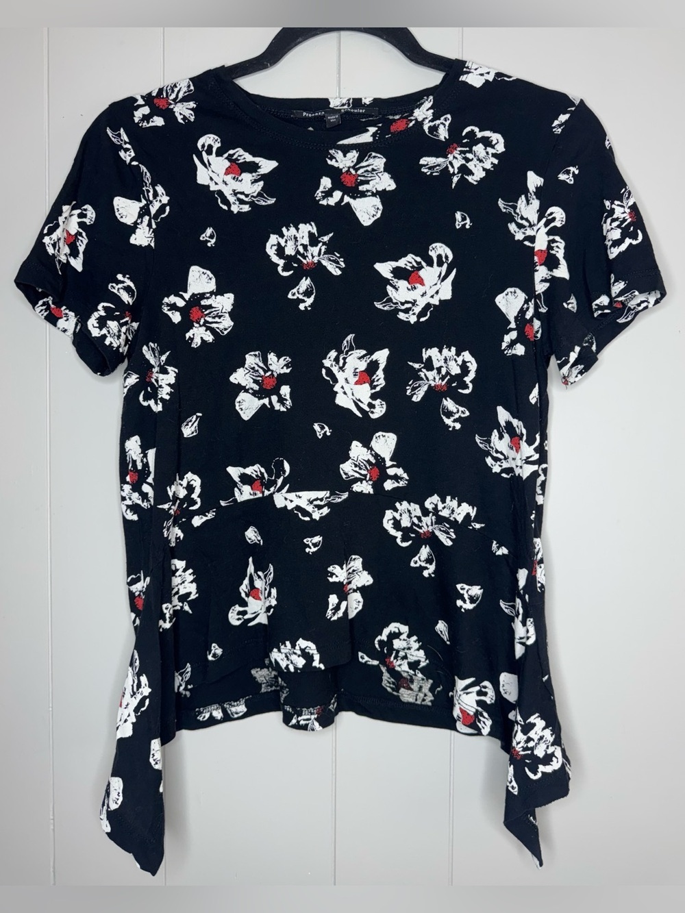 Proenza Schouler Floral Print Short Sleeve Cotton T-Shirt Womens XS